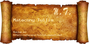Matecsny Tullia névjegykártya